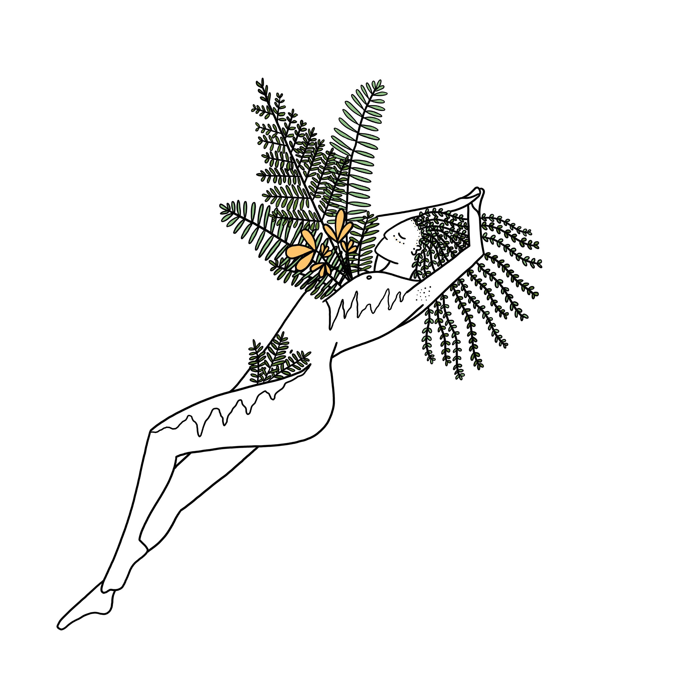 Detail of Plant Lady surfboard artwork